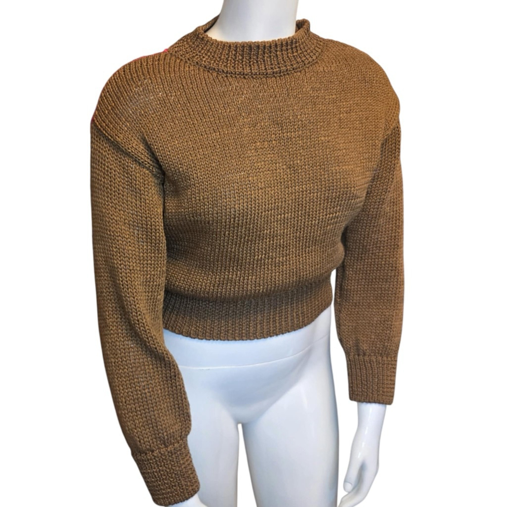 Mango Colourblock Cropped Knit Sweater, S, Brown/Pink Pullover, Textured Knit - Picture 3 of 14
